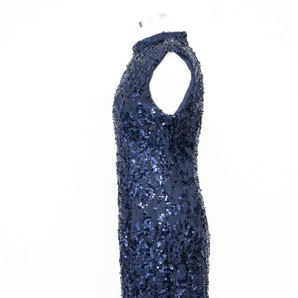 Adrianna Papell Sequin High Neck Lace Midi Dress - Picture 7 of 11